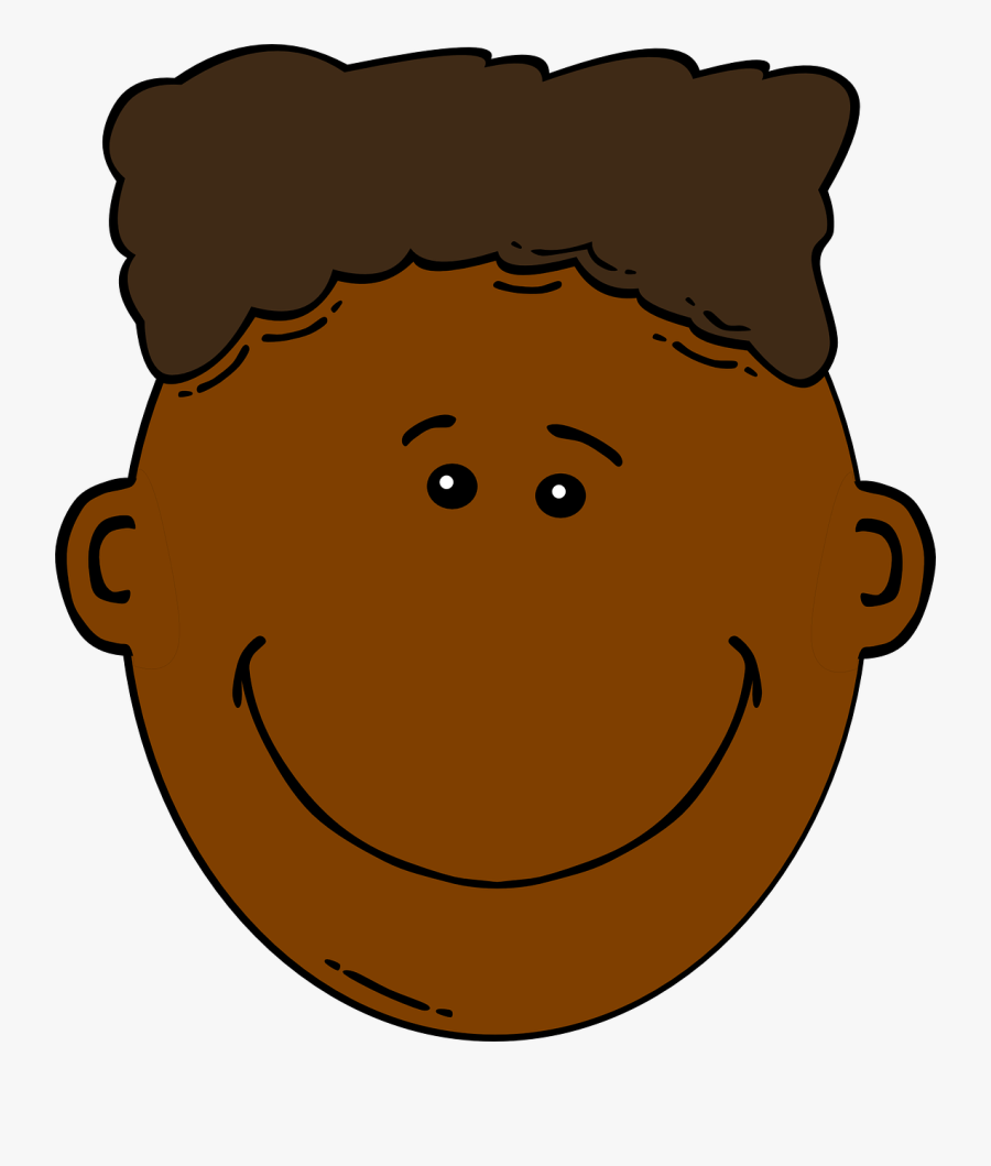 Boy, Dark Skin, Brown Hair, Happy Face, Smile - African American Boy Clipart, Transparent Clipart