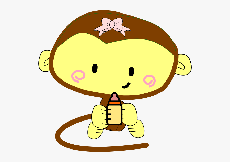 Baby Girl Monkey Svg Clip Arts - Cute Monkey, Transparent Clipart
