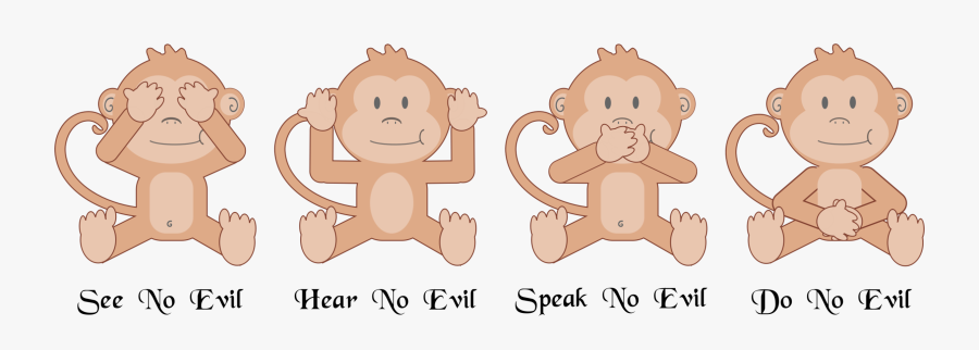 Clipart - Drawing No Evil Monkeys, Transparent Clipart
