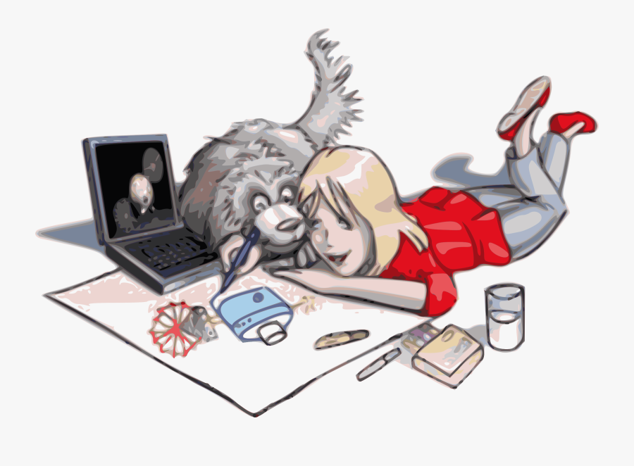 Drawing Clipart Art Drawing - Dog With Girl Drawing, Transparent Clipart