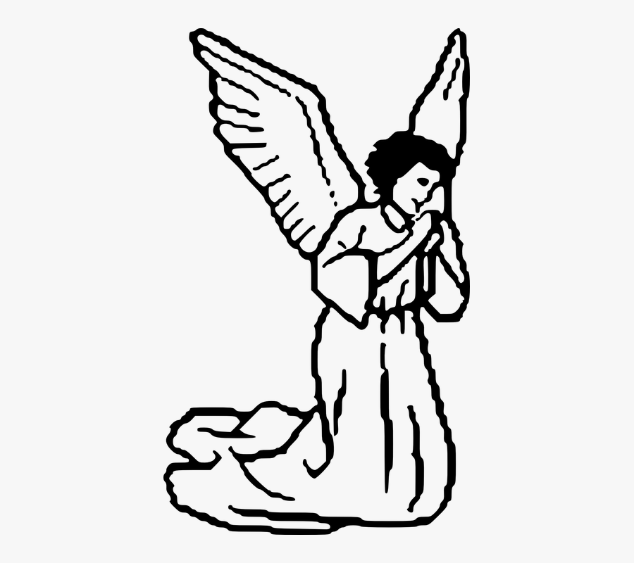 Praying Holy Free Vector - Praying Angel Clipart Black And White, Transparent Clipart