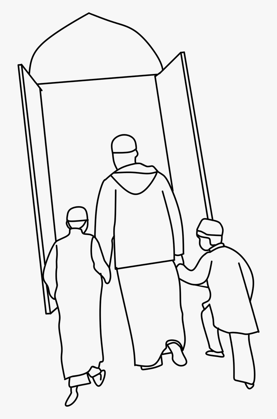 Father Son Pray Line Art- - Standing Father Muslim Drawing, Transparent Clipart