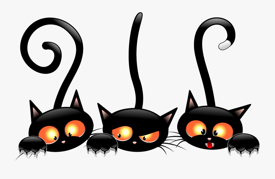 Black Cat Kitten Halloween Clip Art - Black Cats Cartoon, Transparent Clipart