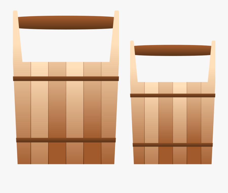 Free Two Wooden Pail Clip Art - Small & Big Bucket Clipart, Transparent Clipart