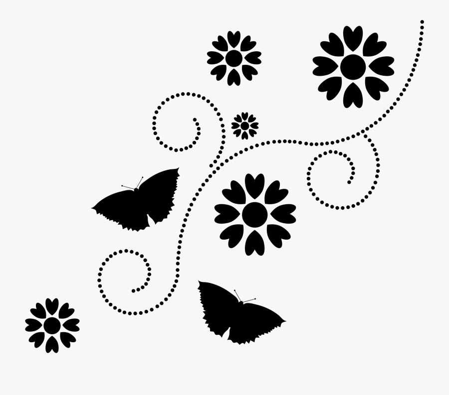 This Free Icons Png Design Of Floral Butterflies - Transparent Silhouette Of Flowers, Transparent Clipart
