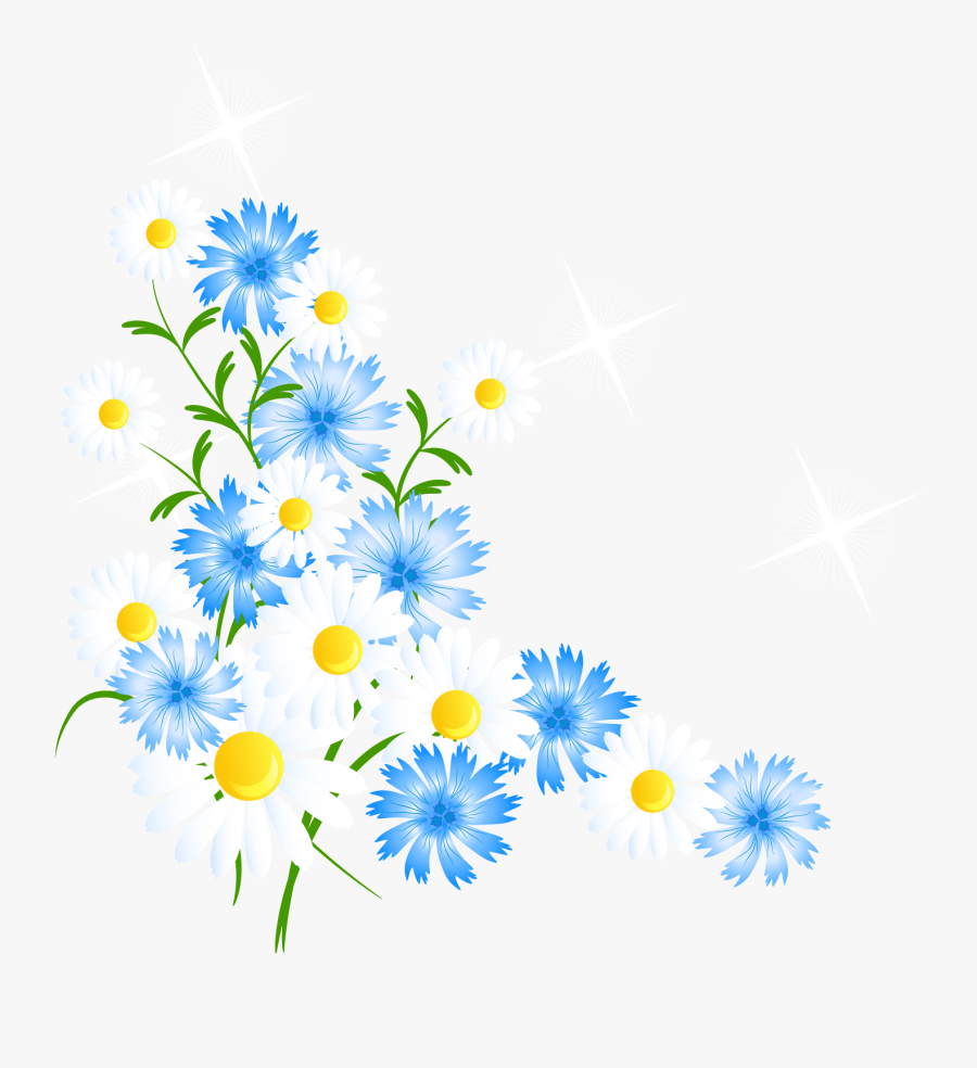Clip Art Butterfly Flower Clip Art - Blue And Yellow Flowers Clipart, Transparent Clipart