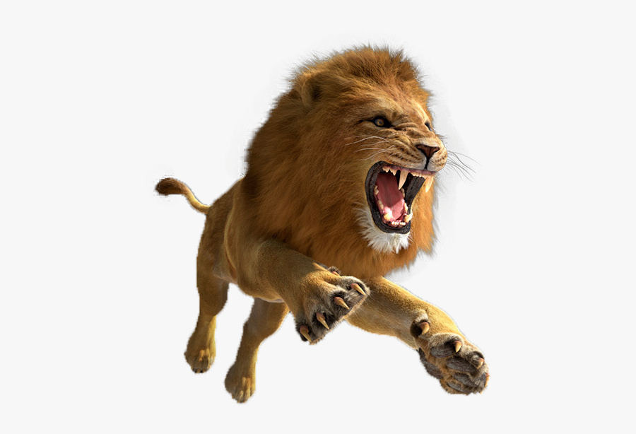 Computer Simulator Escape Hunter Leaping Tiger Lion - Lion Png , Free ...