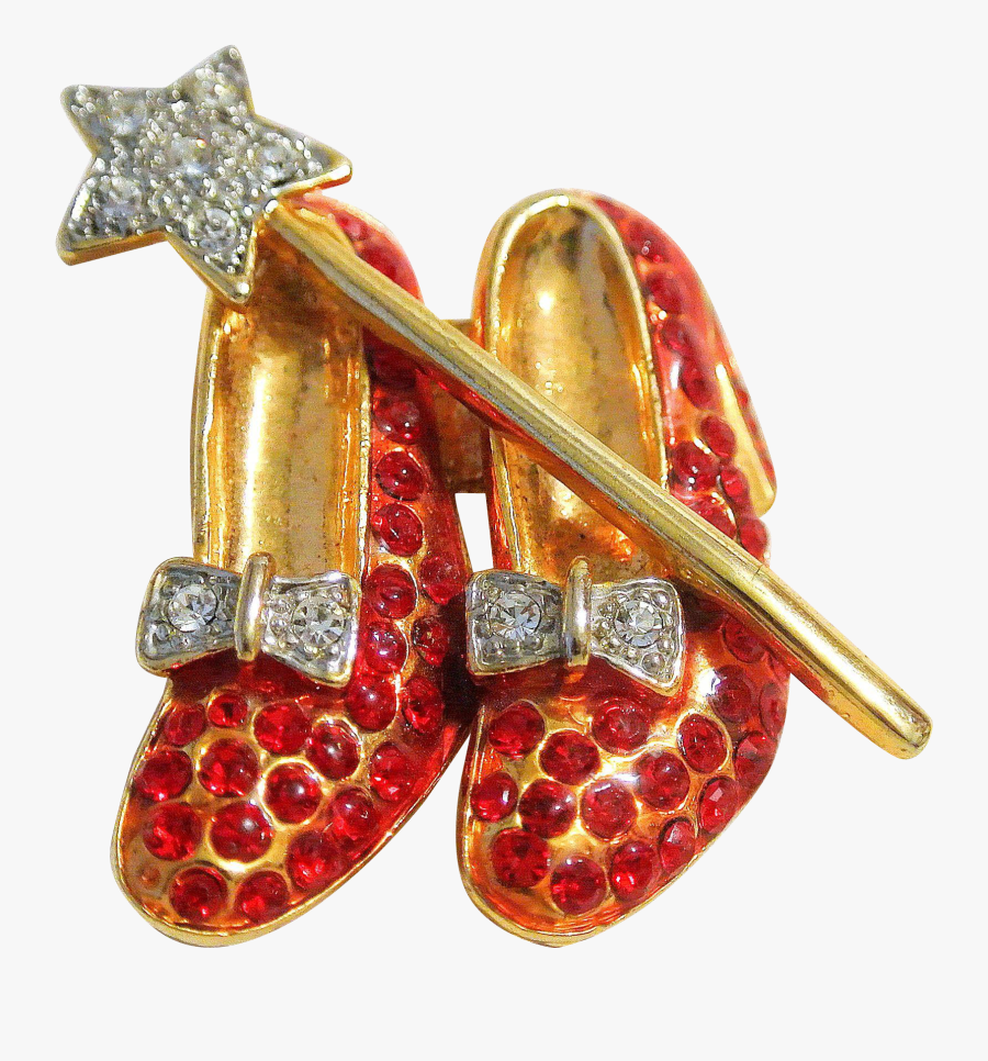 #vintage On Www - New Rhinestone Ruby Slippers And Wand, Transparent Clipart