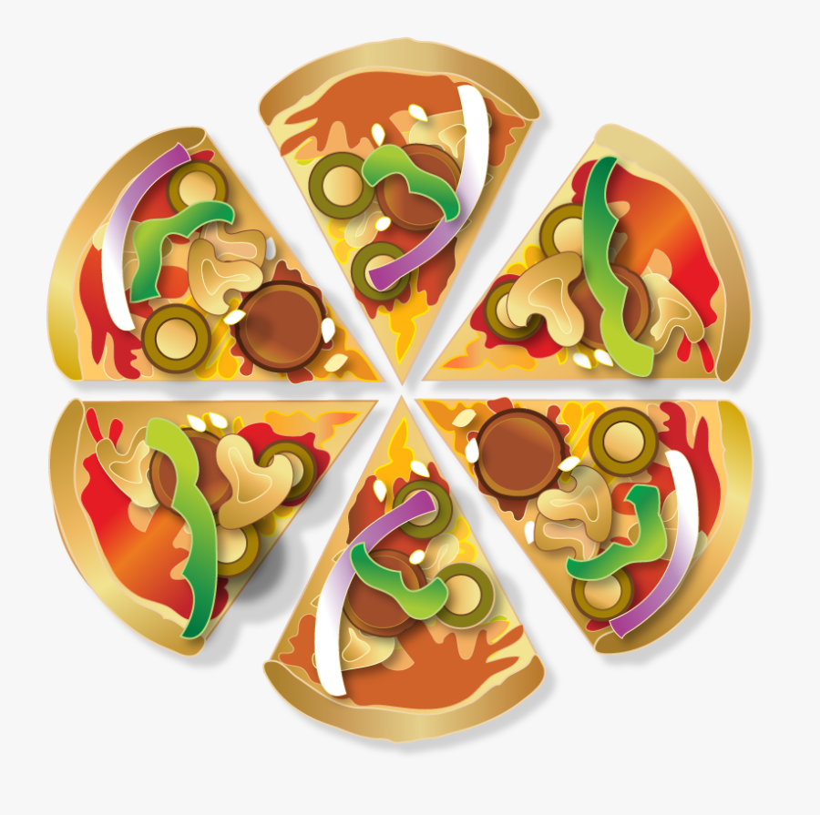 Clipart Pizza With 6 Slices, Transparent Clipart