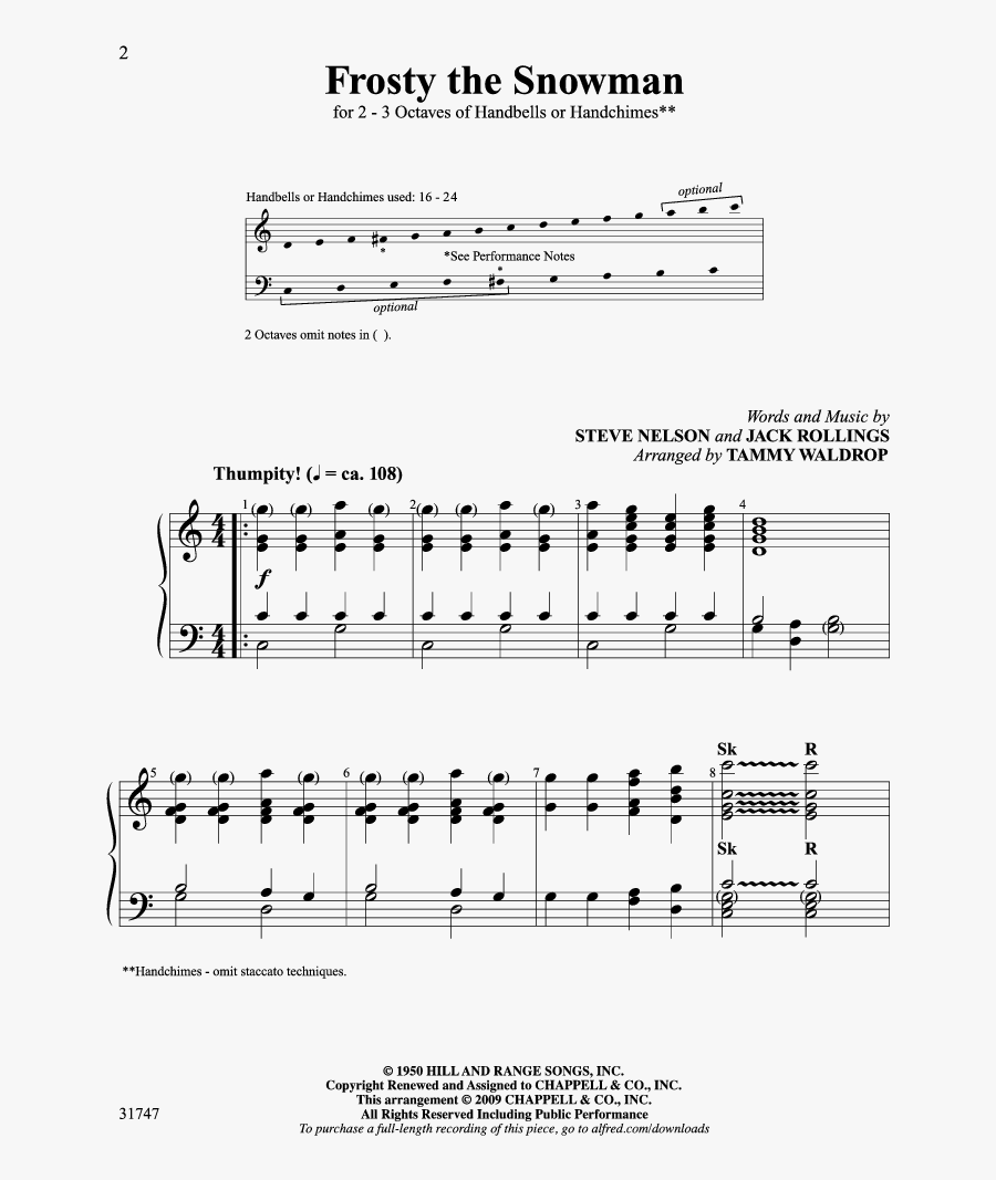 Frosty The Snowman Thumbnail - Sheet Music , Free Transparent Clipart ...