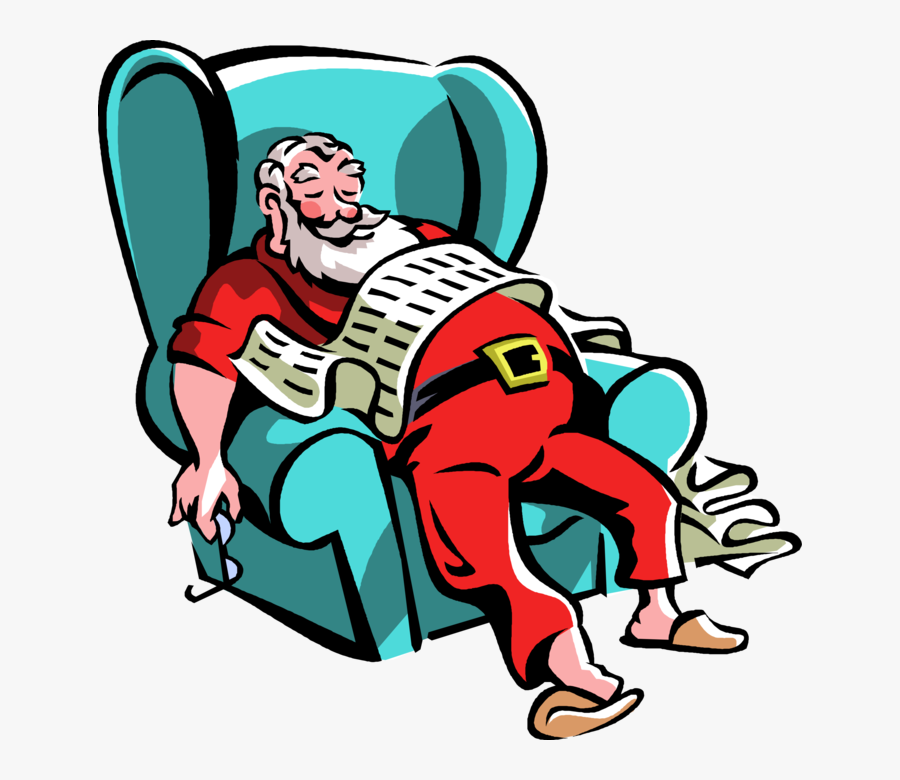 Transparent Santa Sitting Png - Santa Asleep In Chair, Transparent Clipart