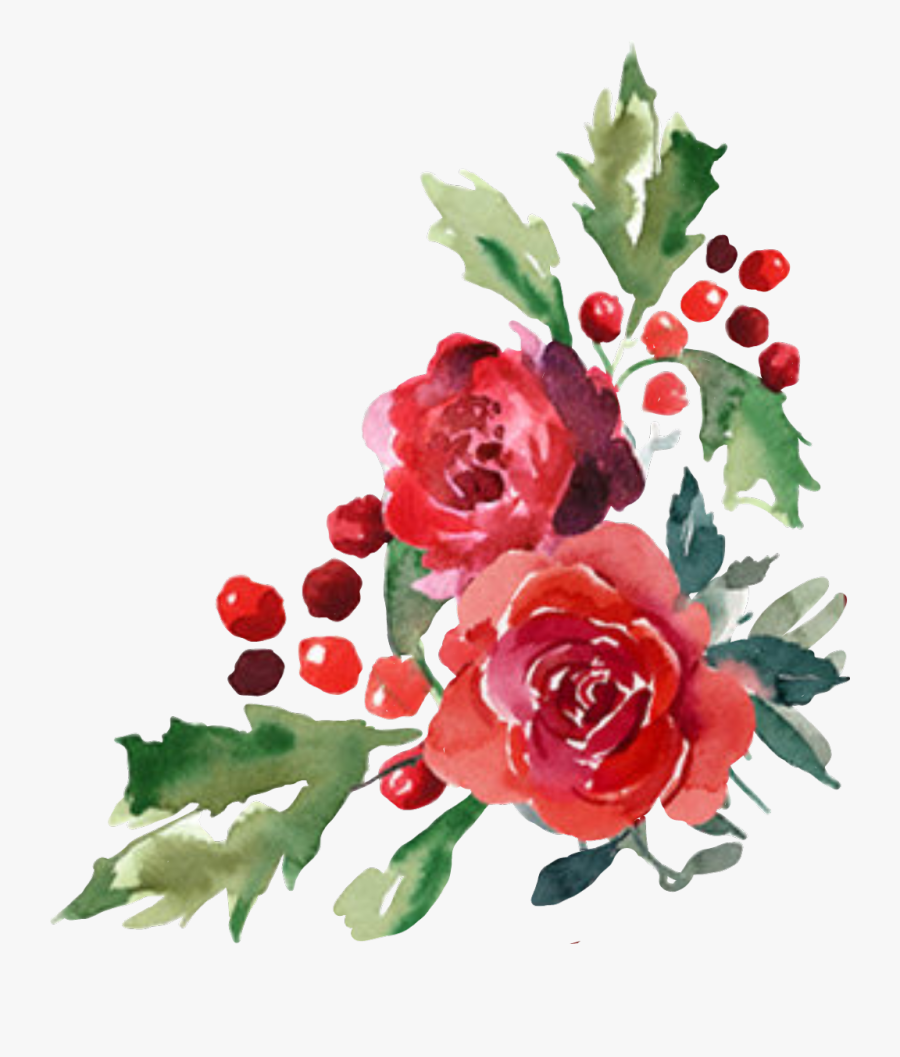 #watercolor #flower #flor #flores #cornerdesign #christmas - Transparent Background Watercolor Flower Png, Transparent Clipart