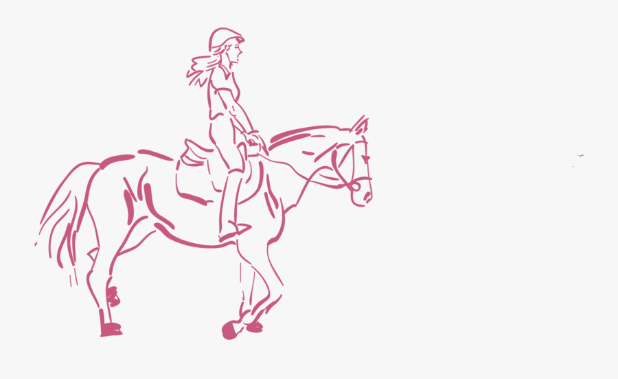 Girl Riding A Horse - Girl Riding Horse Drawing, Transparent Clipart