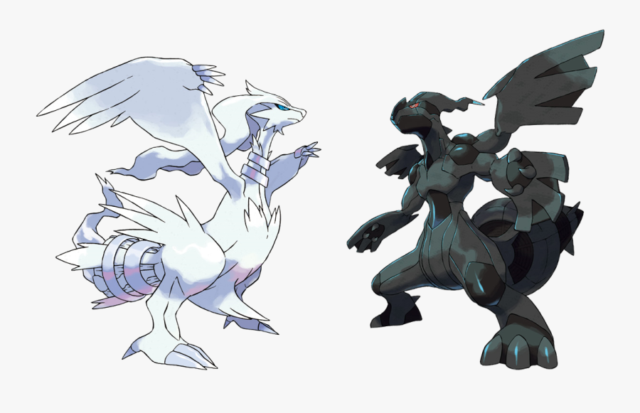 Black And White Pokemon - Reshiram And Zekrom Pokemon, Transparent Clipart