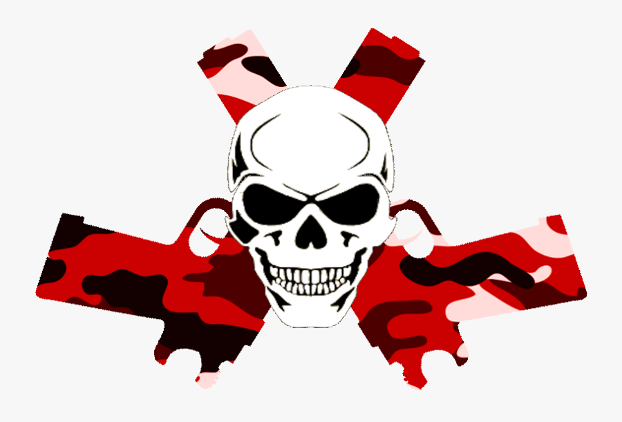 Skull In Guns Red Camo - Skull With Guns Png, Transparent Clipart