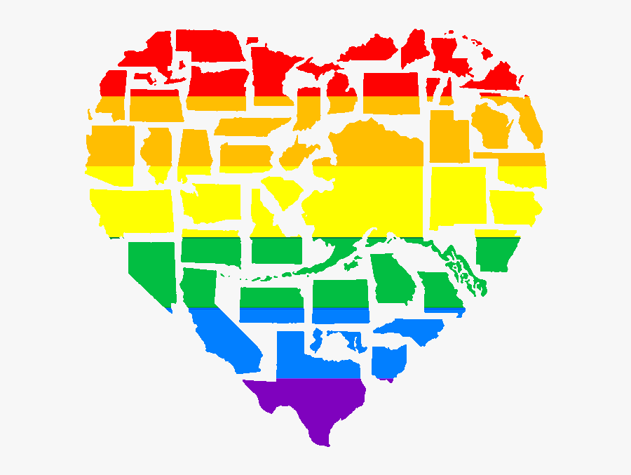 Us States In A Heart, Transparent Clipart