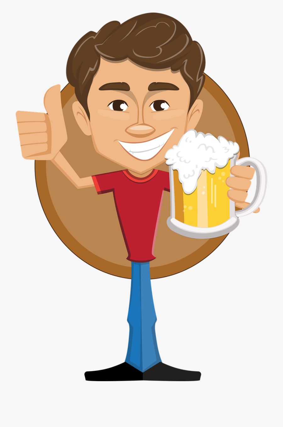 Man Beer Thumbs-up - Cartoon Man Holding Beer, Transparent Clipart