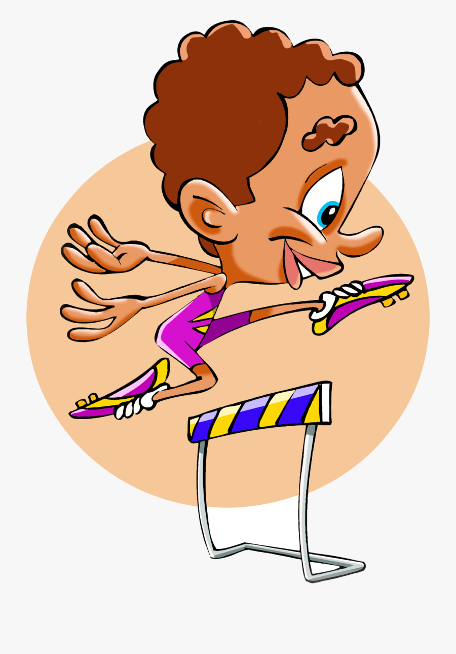 Png Runner Jumping Over Hurdle - Cartoon, Transparent Clipart