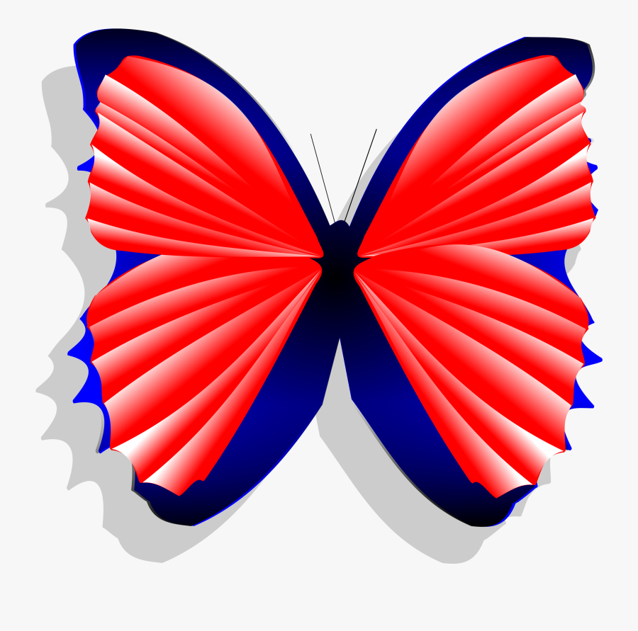 Blue And Pink Butterfly - Red Cartoon Blue Butterfly, Transparent Clipart