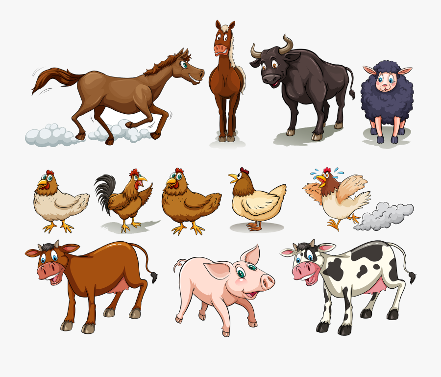 Transparent Farmyard Animals Clipart - Tipos De Animales De Granja, Transparent Clipart