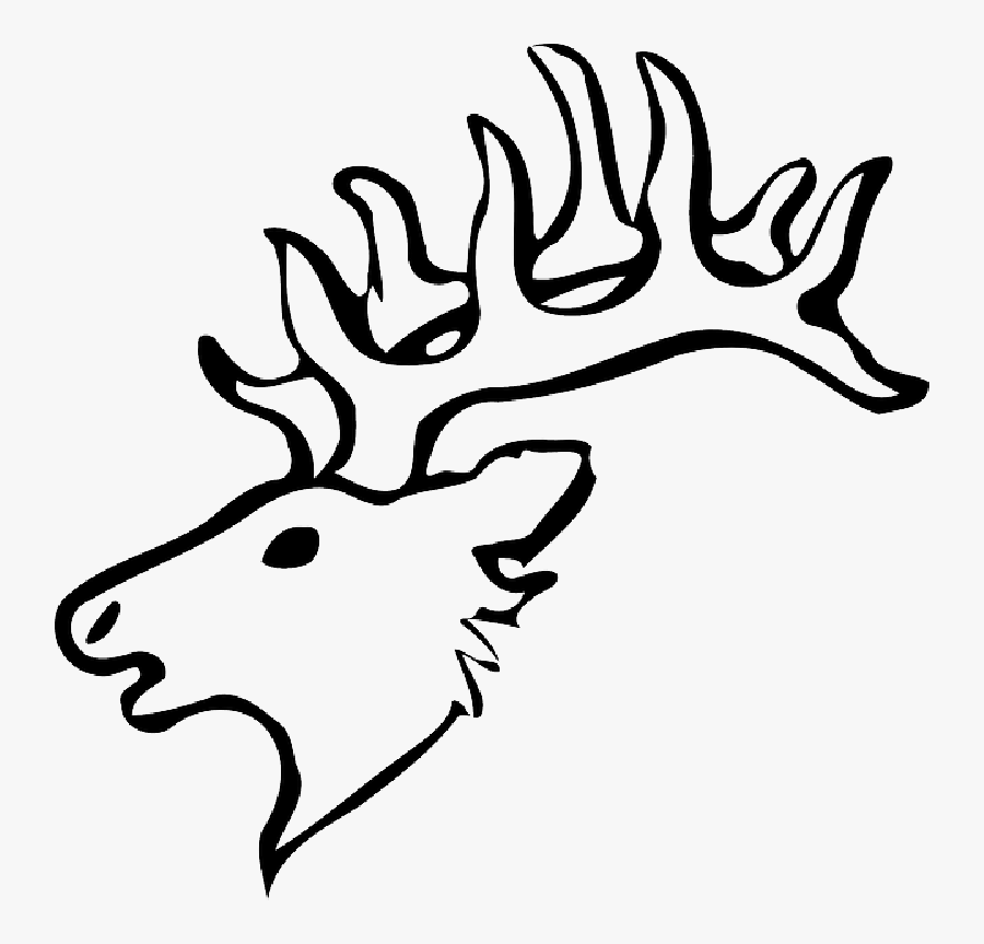 Head, Silhouette, Face, Skull, Cartoon, Deer, Heads - Draw A Elk Head, Transparent Clipart