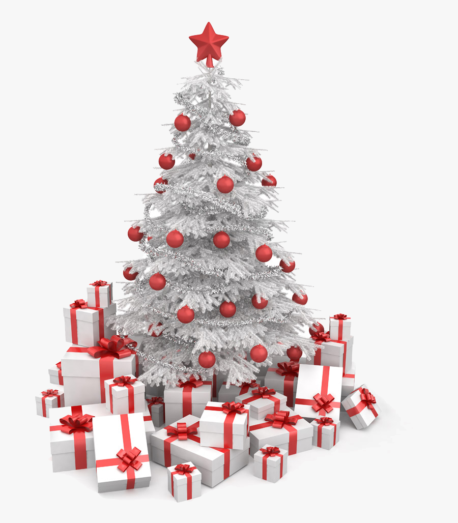 Transparent Gift Boxes Clipart - White Red Christmas Tree, Transparent Clipart