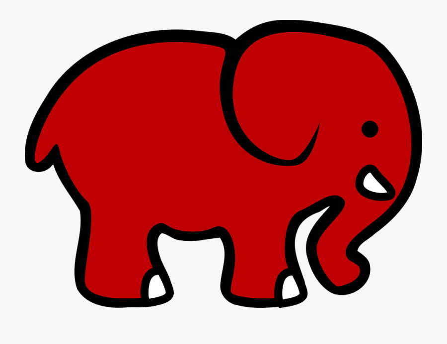 Elephant, Profile, Red, Big, Mascot - Blue Elephant Clip Art, Transparent Clipart