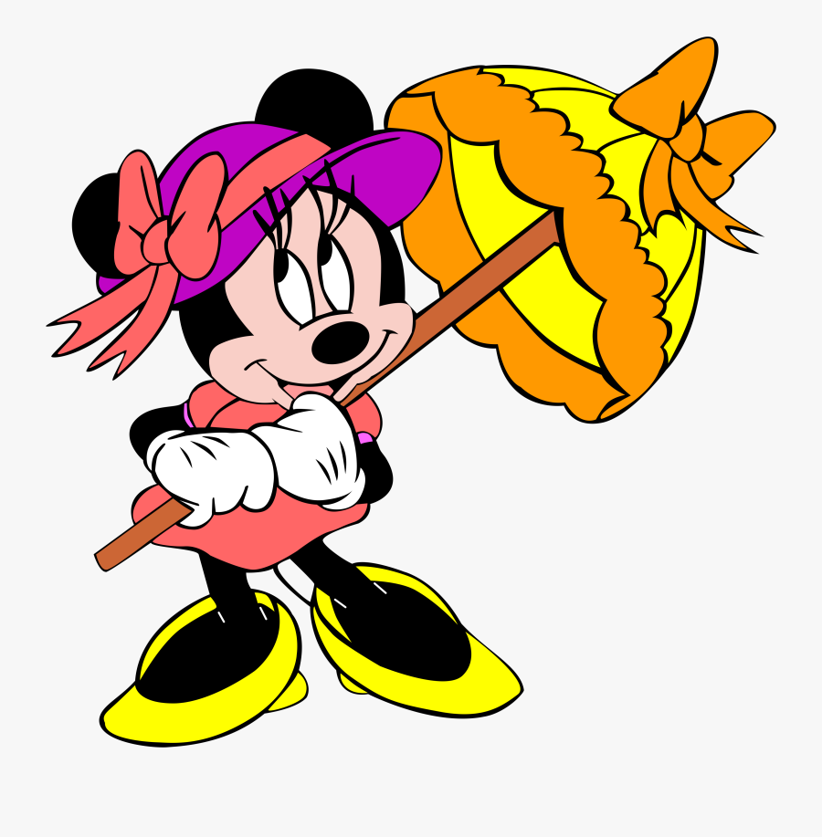 Minnie Mouse With Umbrella Png, Transparent Clipart