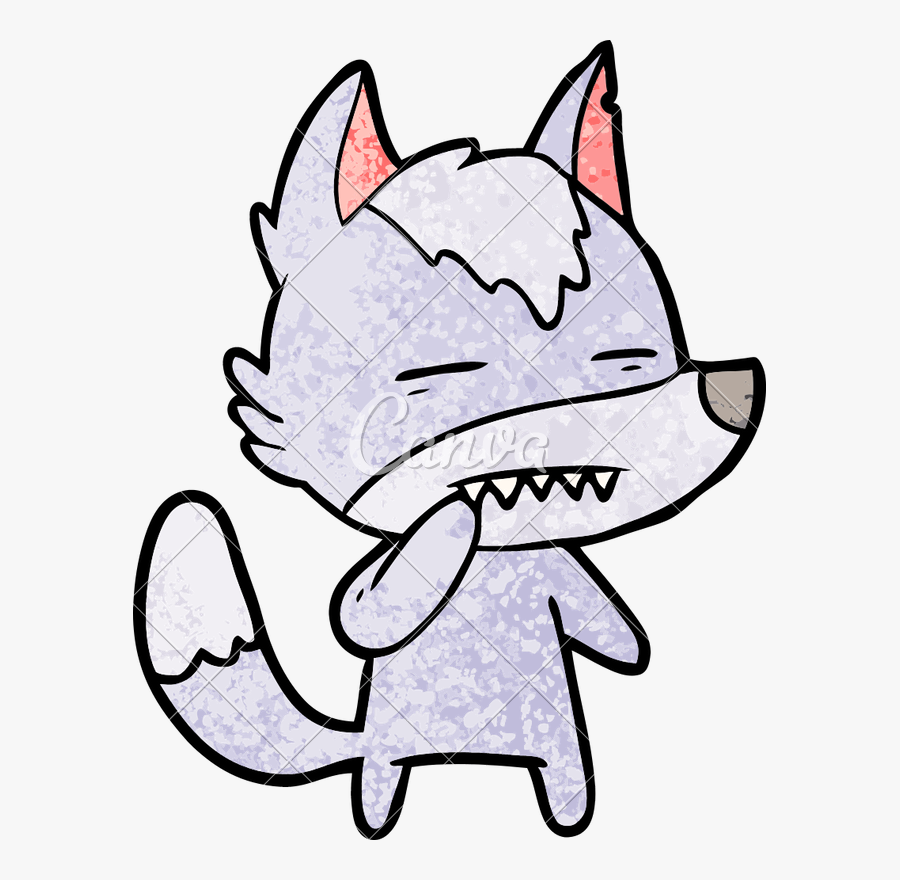 Unsure Wolf Showing Teeth - 狼 卡通, Transparent Clipart