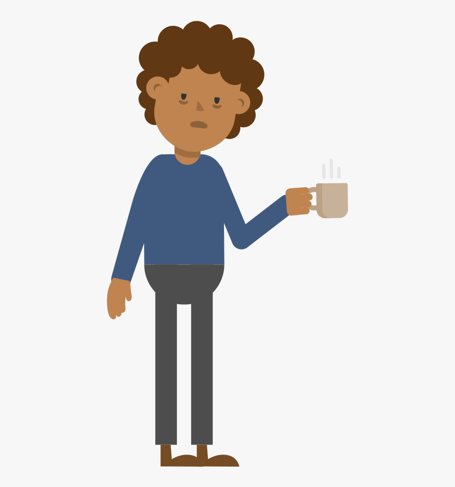 Fileblack Tired Man Drinking Coffee Cartoon Vector - Cartoon Man Having Coffee, Transparent Clipart