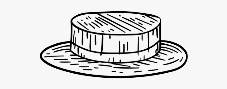 Straw Hat Clipart Boater - Line Art, Transparent Clipart