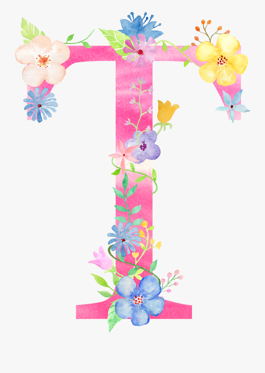 Transparent Floral Alphabet Clipart - Letter T Png Flowers, Transparent Clipart