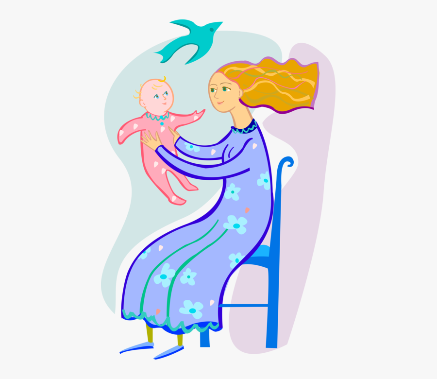 Vector Illustration Of Loving Parent Mother With Newborn, Transparent Clipart