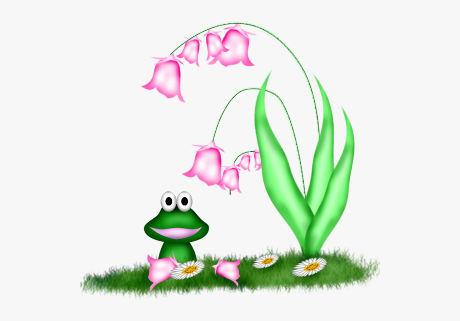 Frog Under The Flower Clipart, Transparent Clipart