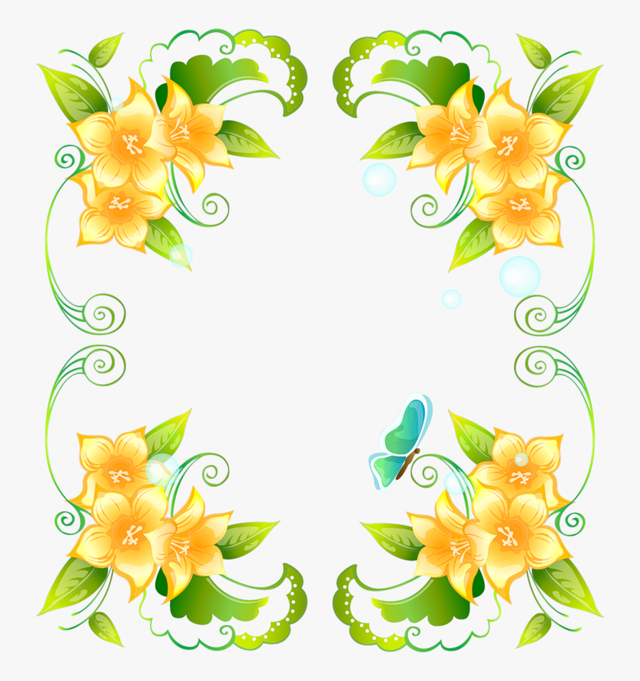 Frame Flower Embroidery Hd Image Free Png - Yellow Flower Frame Png, Transparent Clipart