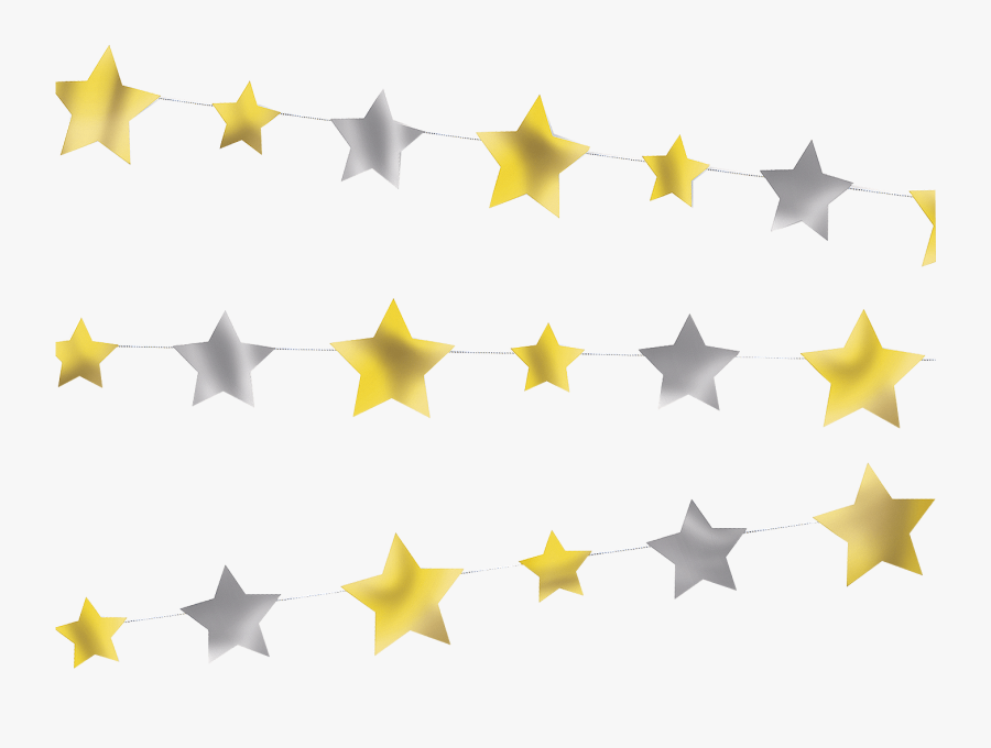Silver And Gold Stars Garland - Garland, Transparent Clipart