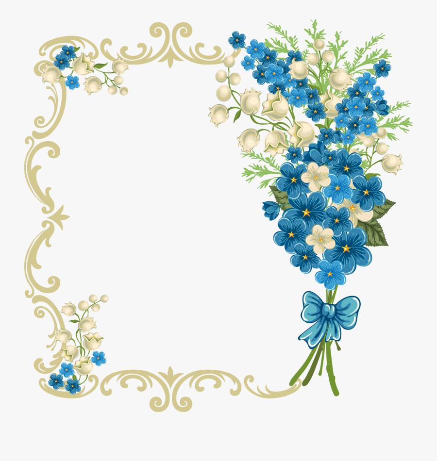 Royal Wedding Flowers Photo - Frames Floral Blue Png, Transparent Clipart