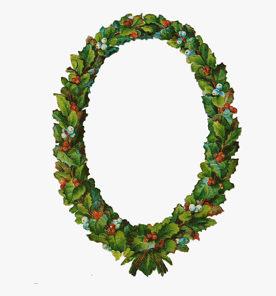 Vintage Victorian Christmas Die Cut Clip Art Day Five - Wreath, Transparent Clipart