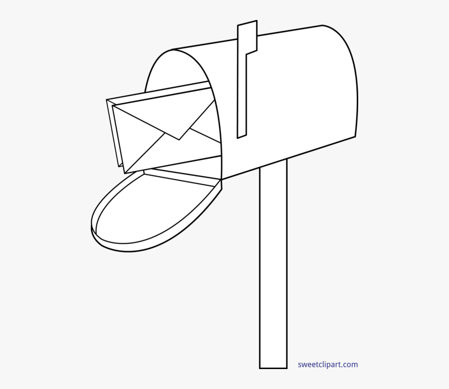 Lineart Mail Box - Black And White Mailbox Clip Art, Transparent Clipart