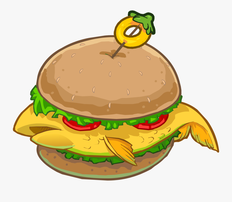 Related Fish Sandwich Clipart - Club Penguin Fish Burger, Transparent Clipart
