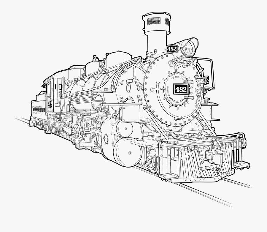 D Sng Steam Line - Line Drawing Of Steam Locomotive, Transparent Clipart