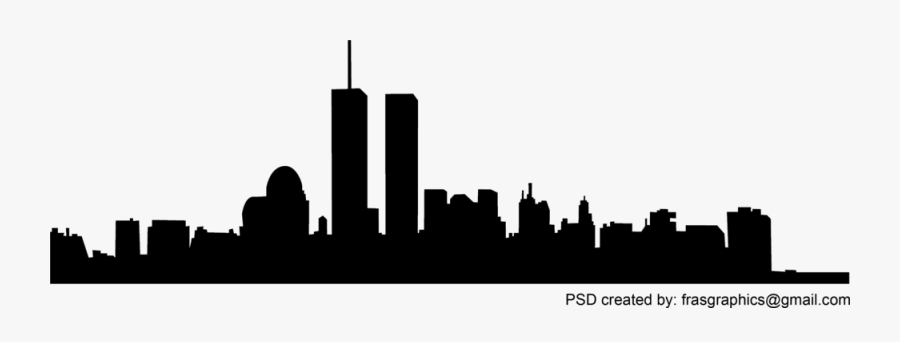 Transparent Twin Towers Clipart - New York Skyline Silhouette With Twin Towers, Transparent Clipart