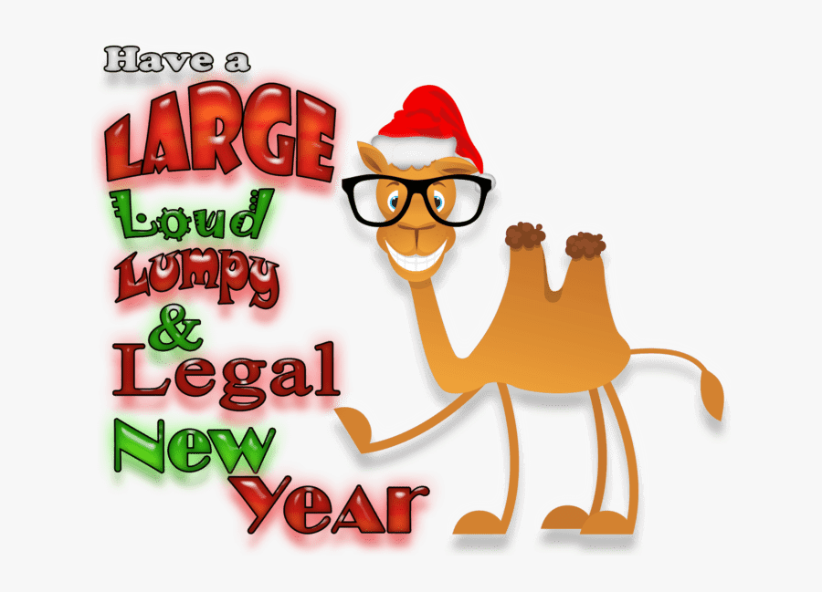Cartoon Camel Wearing Glasses And A Santa Hat Pointing - Cartoon, Transparent Clipart