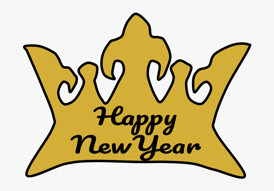 Crown, Gold, Happy New Year Lettering, Transparent Clipart