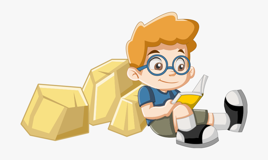 Animated Boy Reading Png, Transparent Clipart