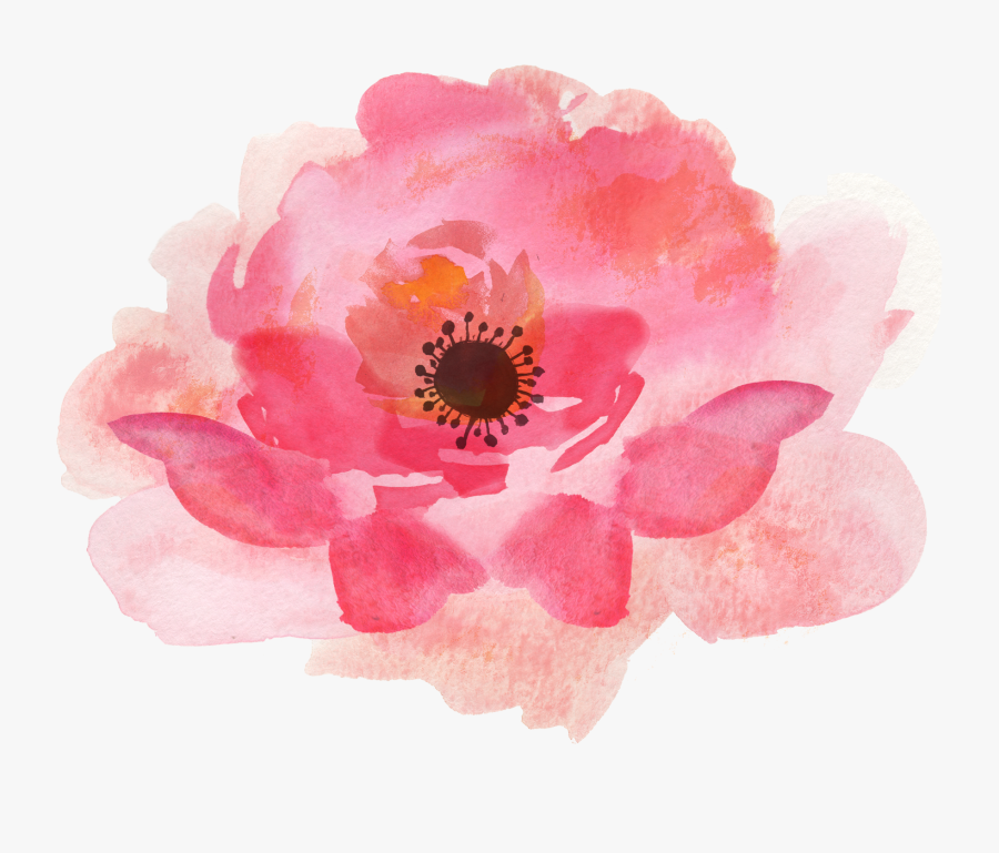 Watercolor Png Free - Pink Watercolor Flower Png, Transparent Clipart