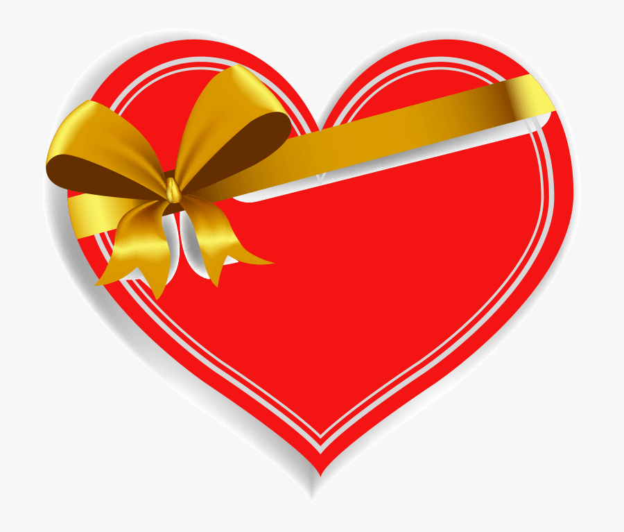 Heart Png Gold Ribbon Transparent Background Image - Golden Ribbon Transparent Background, Transparent Clipart