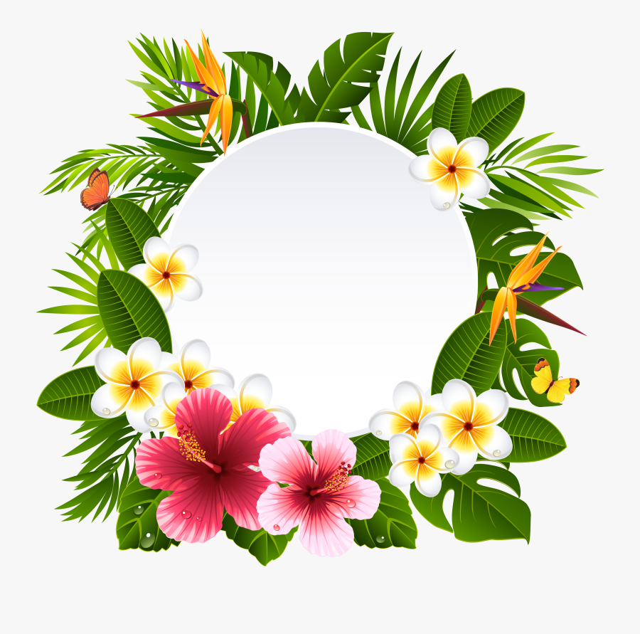 Tropical Frame Cliparts - Hawaiian Flower Frame Png , Free Transparent