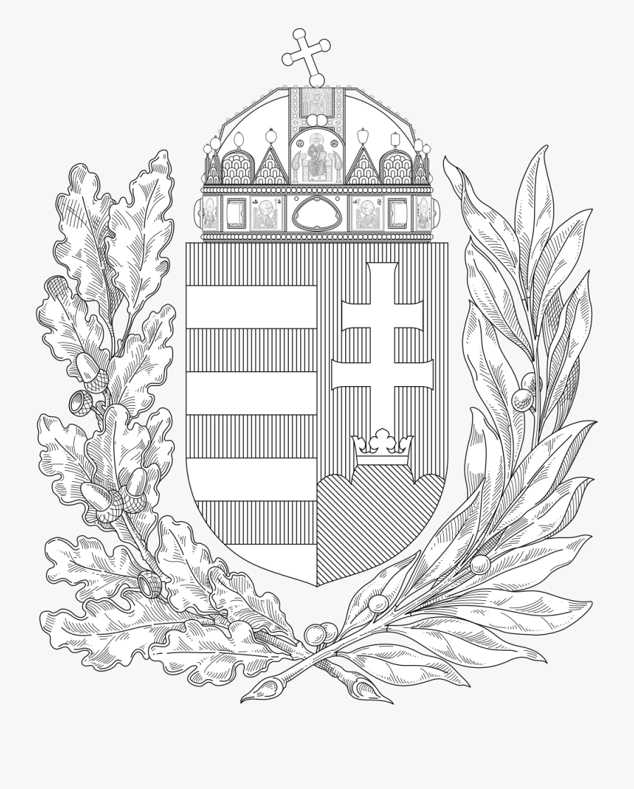 Coat Of Arms Of Hungary - Hungarian Coat Of Arms Black And White, Transparent Clipart