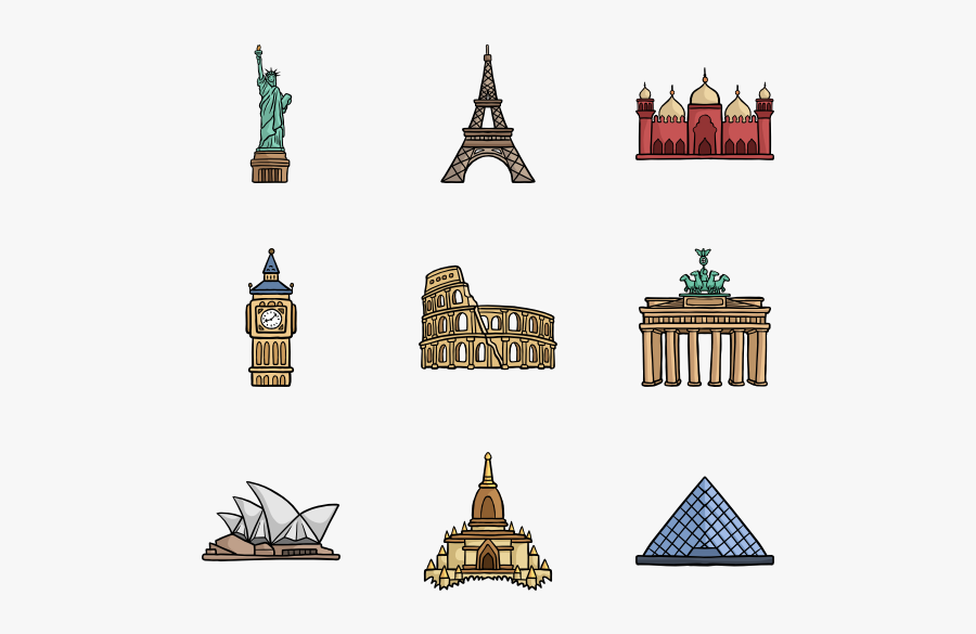 Monuments Of The World 100 Free Icons - World Landmarks Icons Png, Transparent Clipart